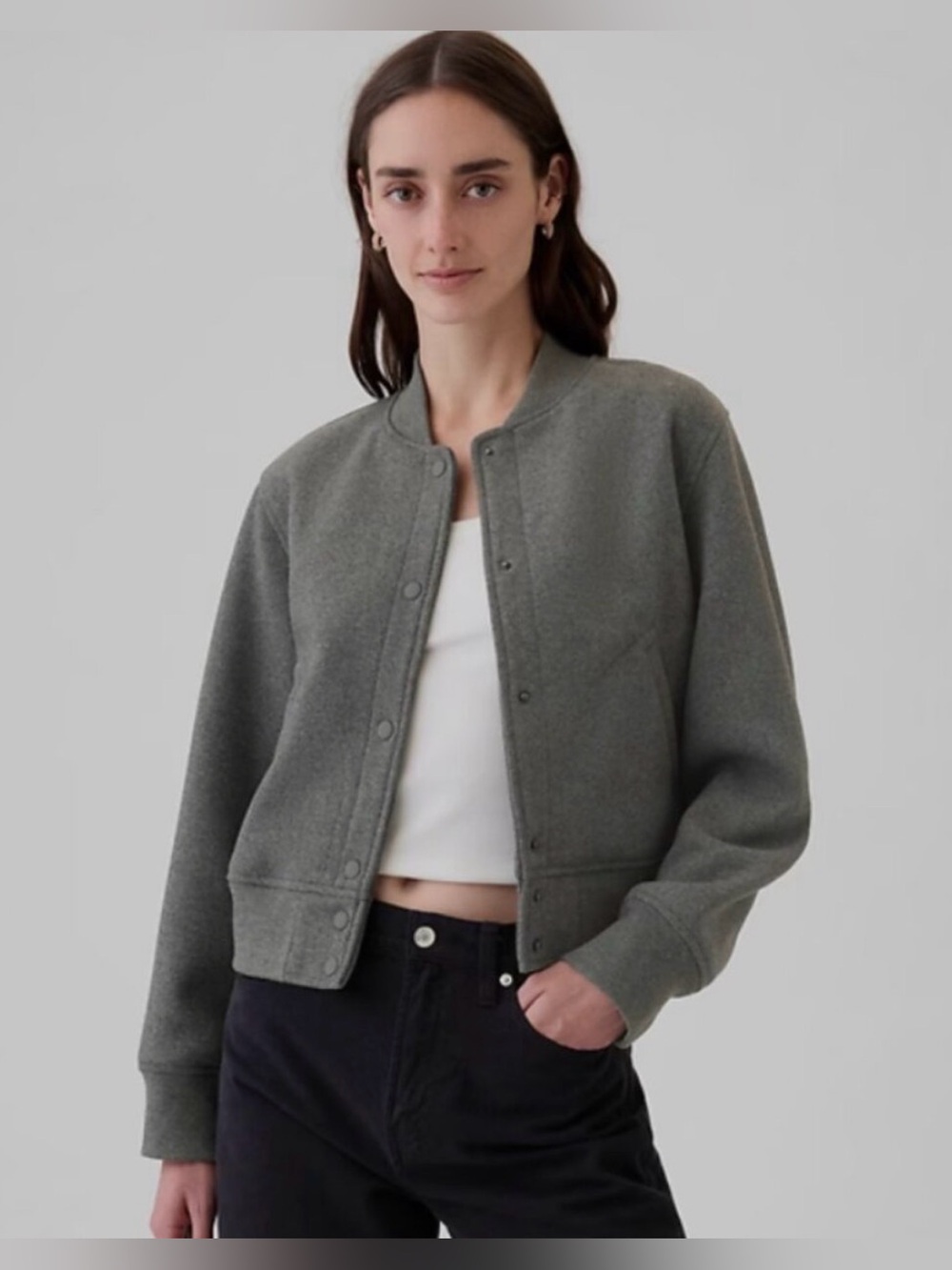 NWT GAP Wool Blend Gray Bomber Jacket
